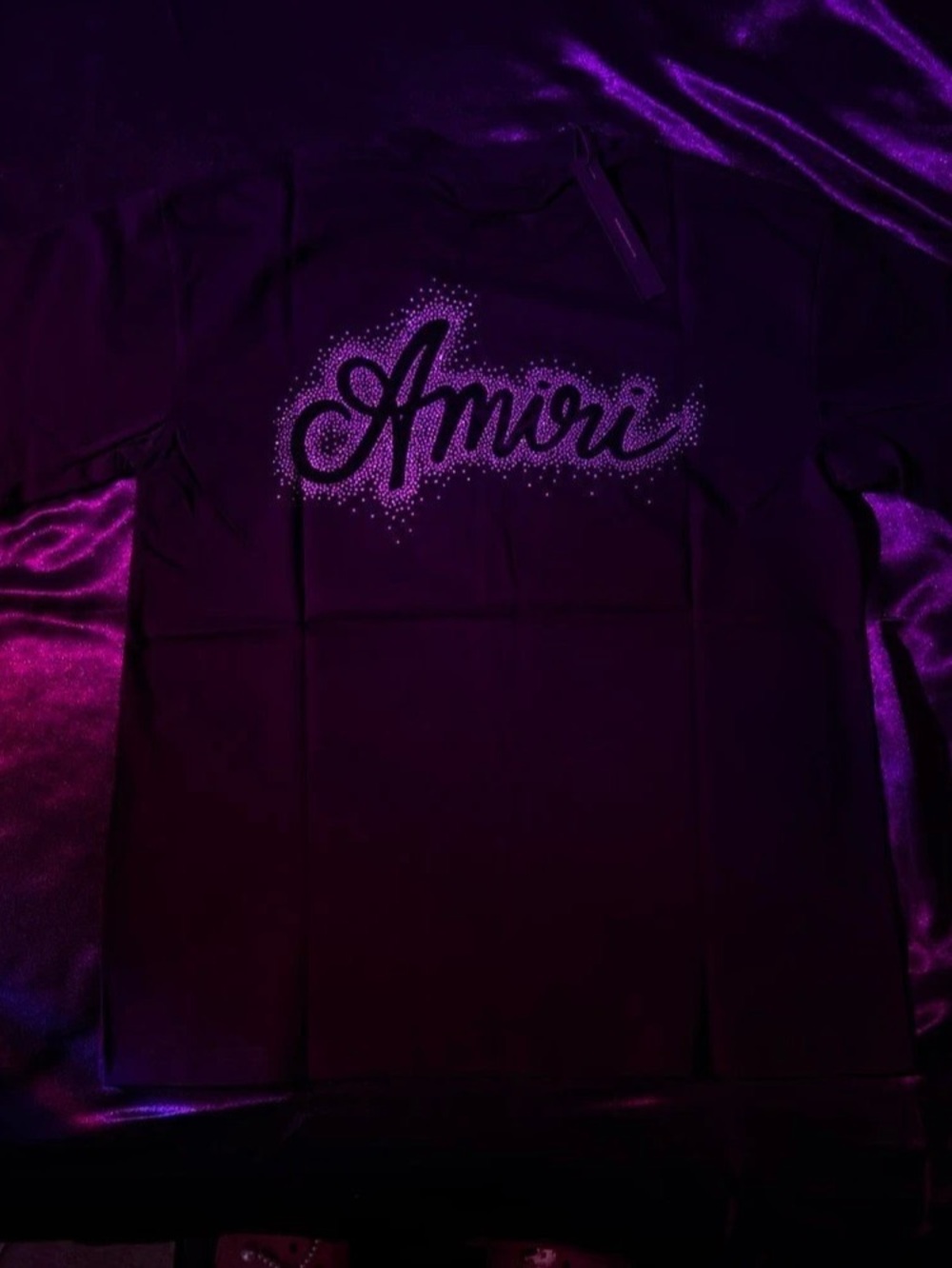 Amiri Rhinestone-Embellished Logo-Print T-Shirt Black